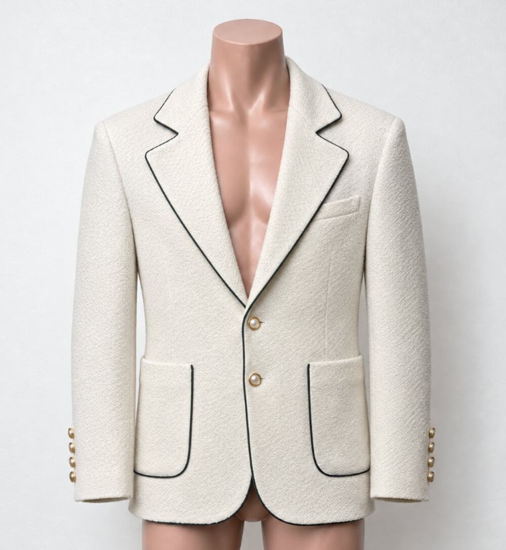 Casablanca Tennis Club Ivory Piped Blazer Men's US 38